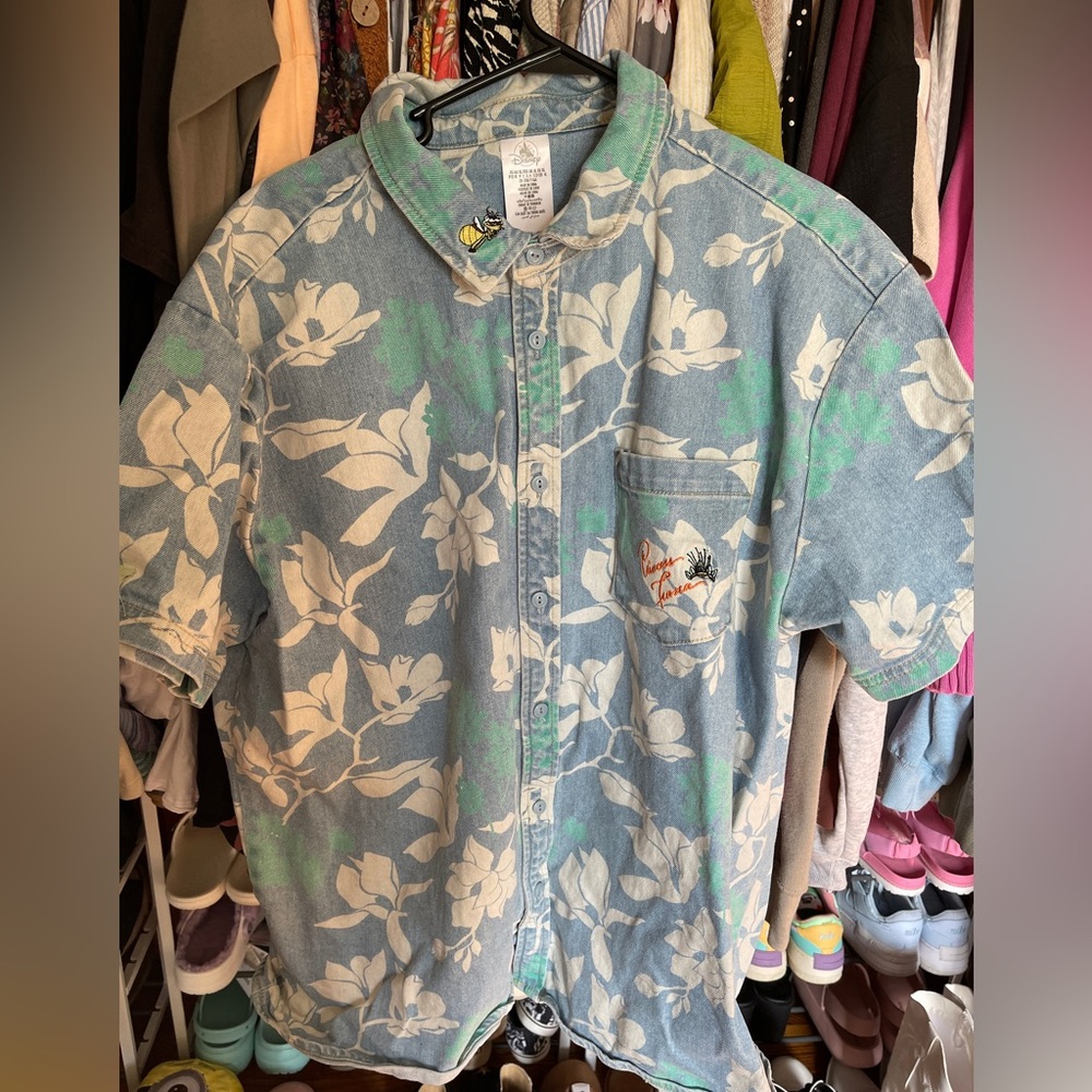 Disney The Princess and the Frog Denim Floral Tiana Shirt XL Color Me Courtney